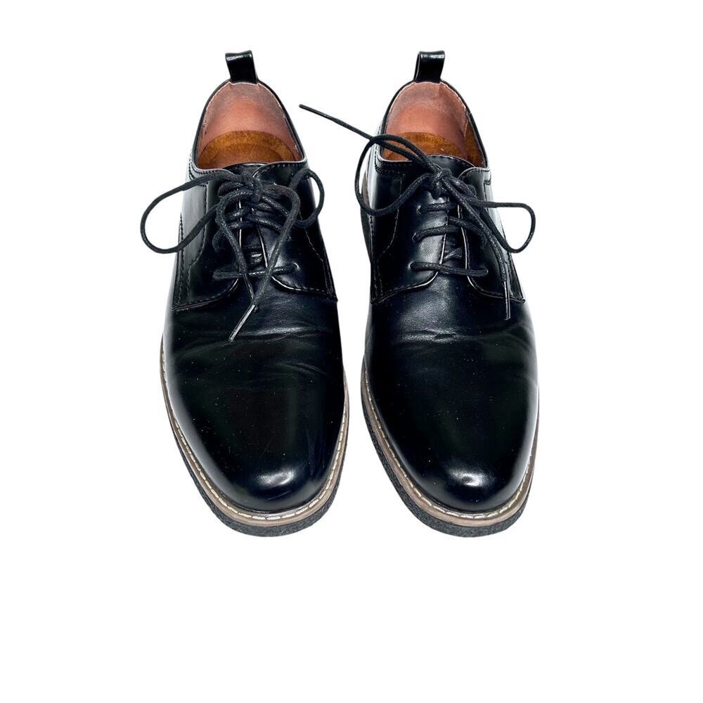 Deer Stags Zander Black Vegan Leather Lace Up Oxford Shoes Boys Size 6M - Picture 2 of 9